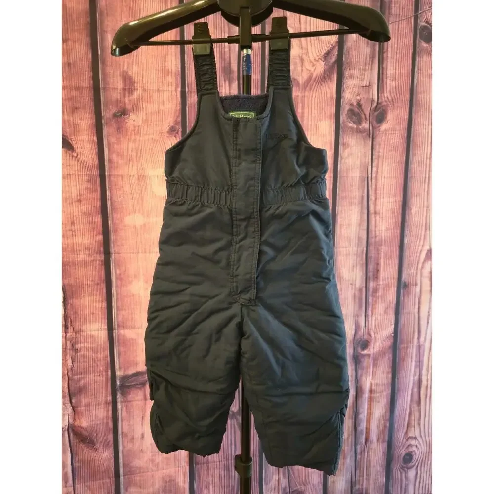 L.L.Bean Cold Buster Snow Bibs Toddler 3T Navy Insulated Fleece Lined Winter